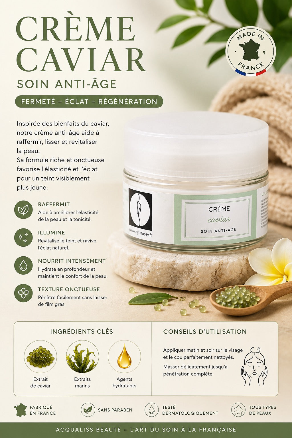 Crème Caviar – Soin Anti-Âge Nutrition & Éclat