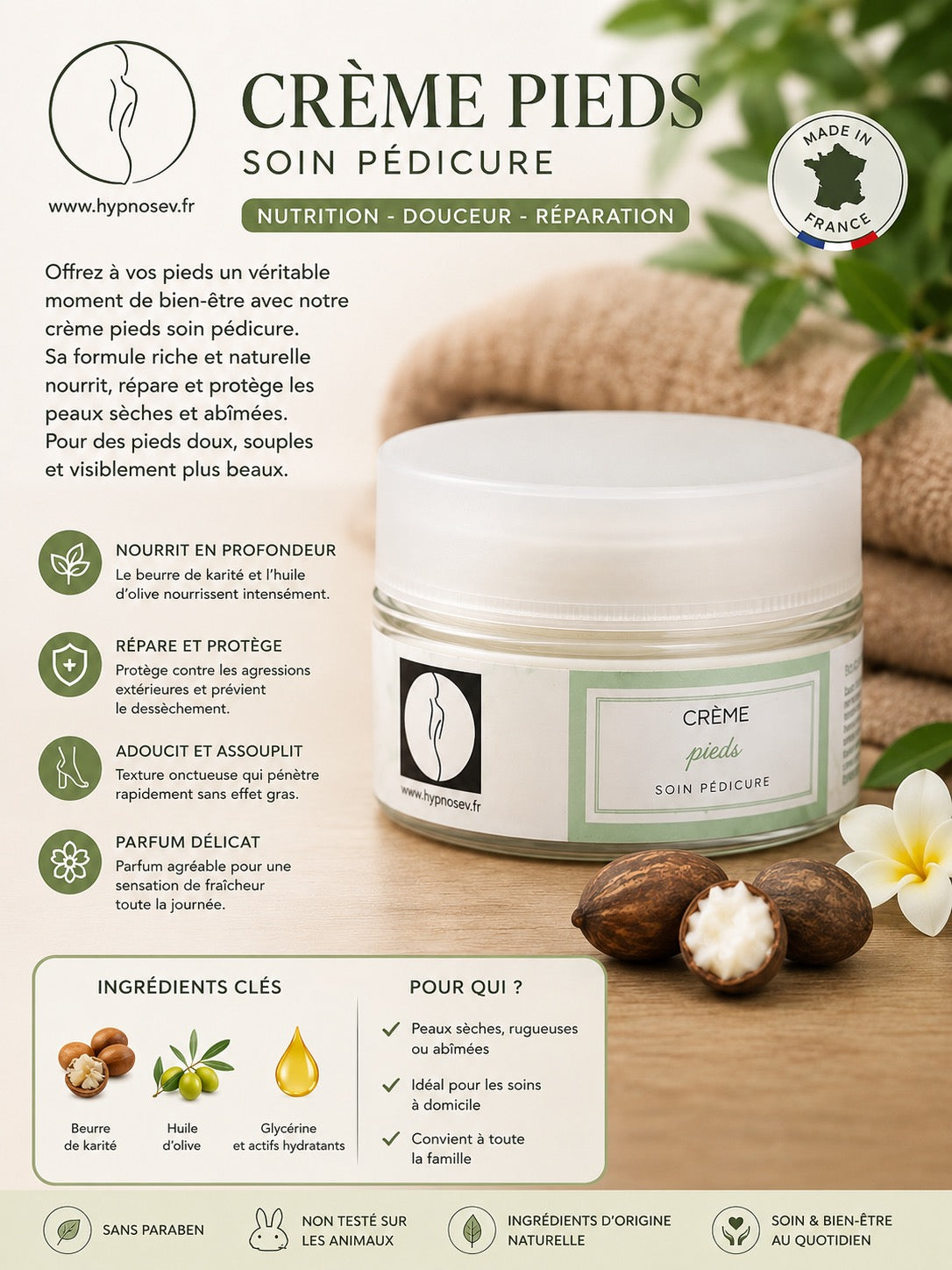 Crème Pieds Soin Pédicure – Talons Secs & Peaux Rugueuses | Acqualiss Paris