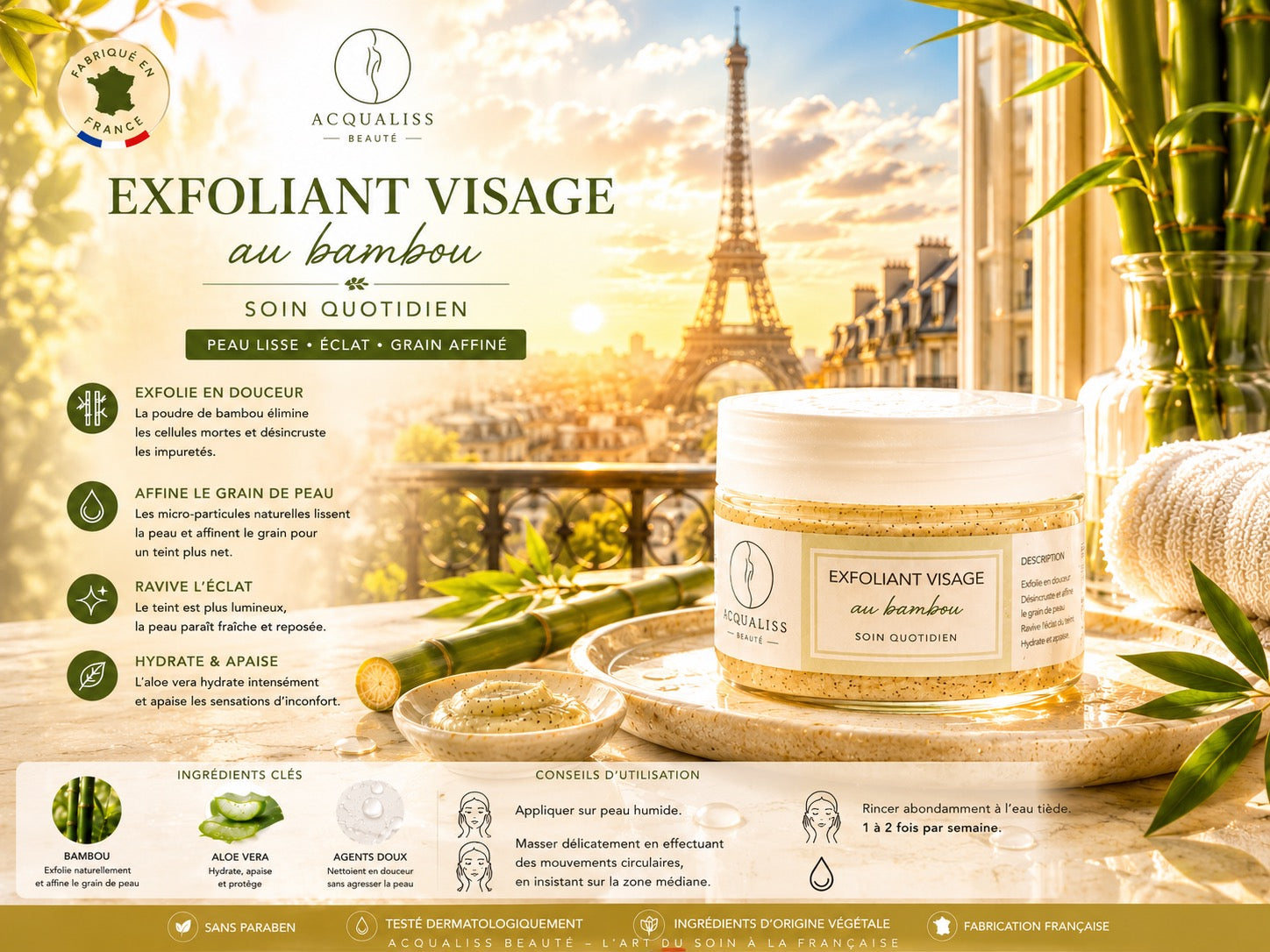 Exfoliant Visage au Bambou – Peau Lisse & Éclat | Acqualiss