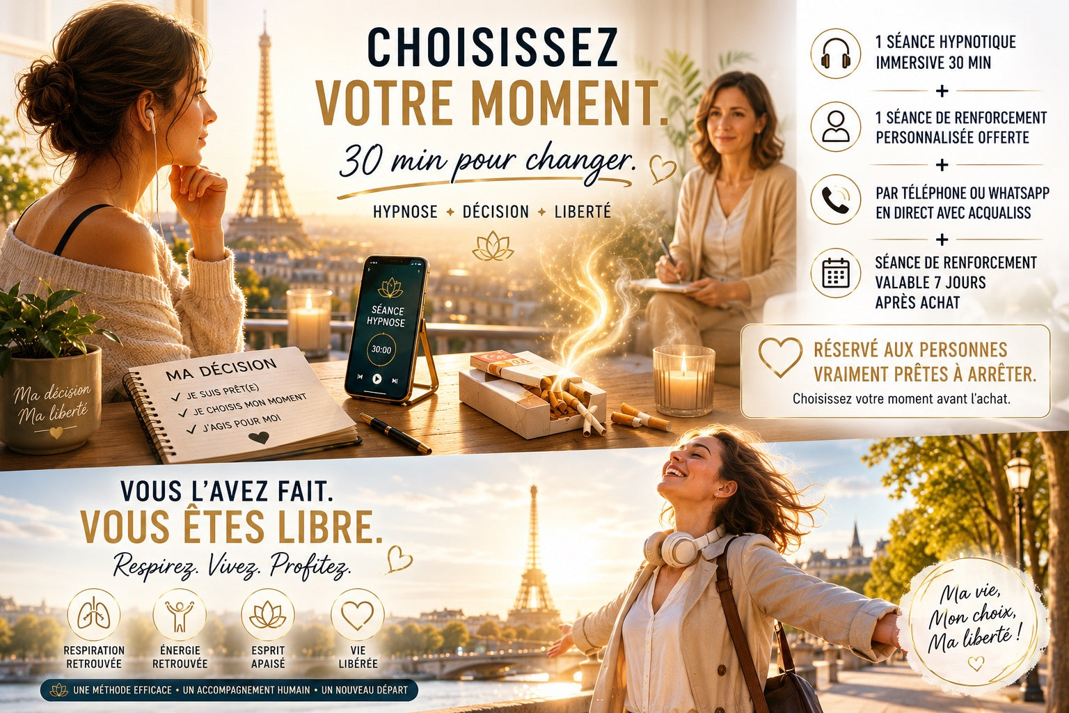 Pack Hypnose Arrêt du Tabac – MP3 + Séance de Renforcement en Direct