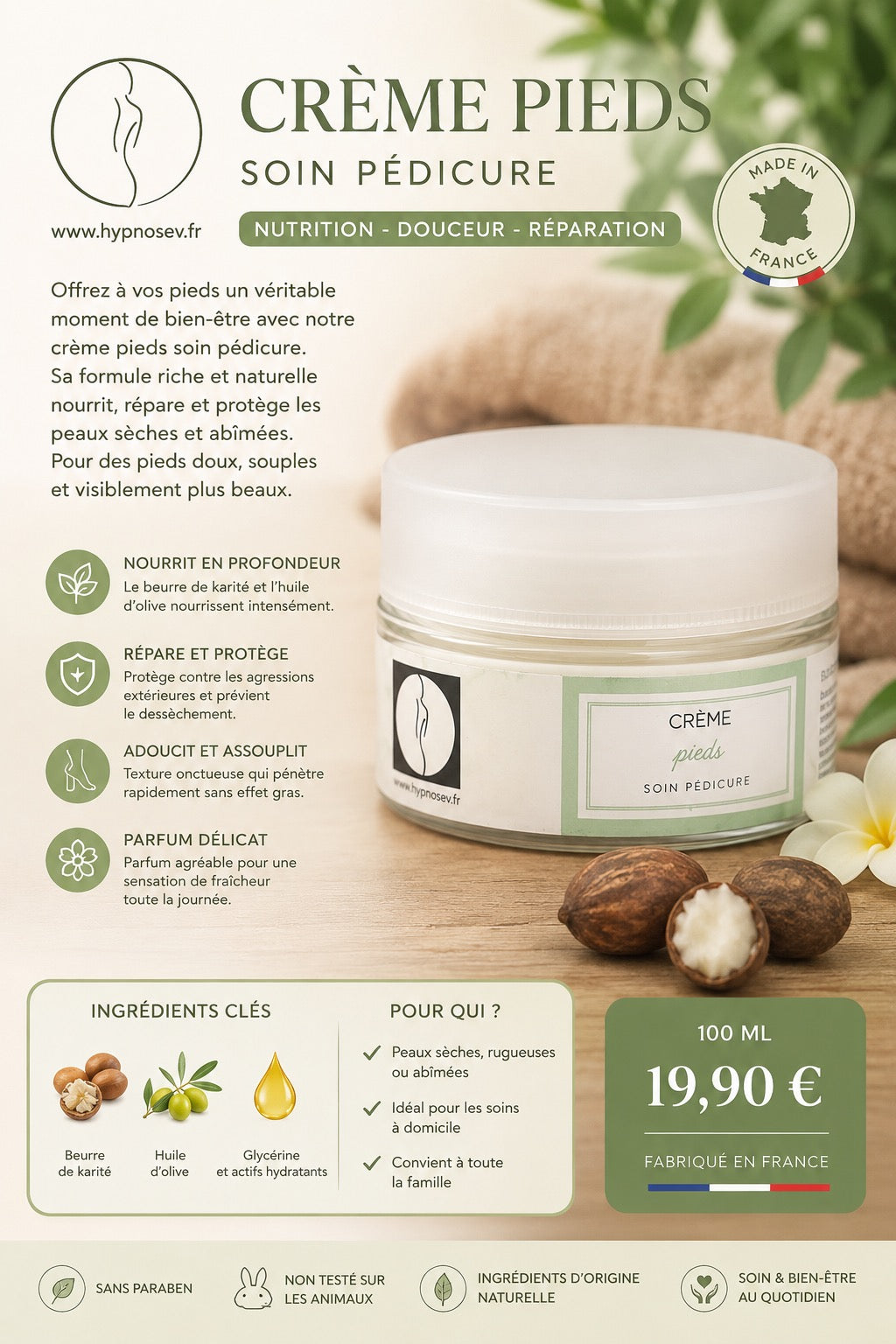 Crème Pieds Soin Pédicure – Talons Secs & Peaux Rugueuses | Acqualiss Paris